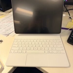 Apple Tablet with White Keyboard